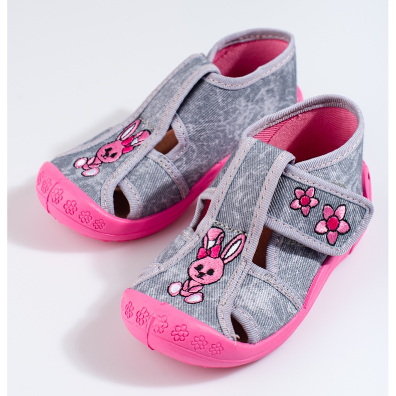 Chaussons gris-rose pour filles de Shelovet 1 Chaussons gris-rose pour filles de Shelovet 1