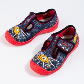 Chaussons araignées noirs et rouges de Shelovet bleu 2