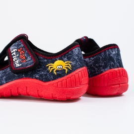 Chaussons araignées noirs et rouges de Shelovet bleu 1