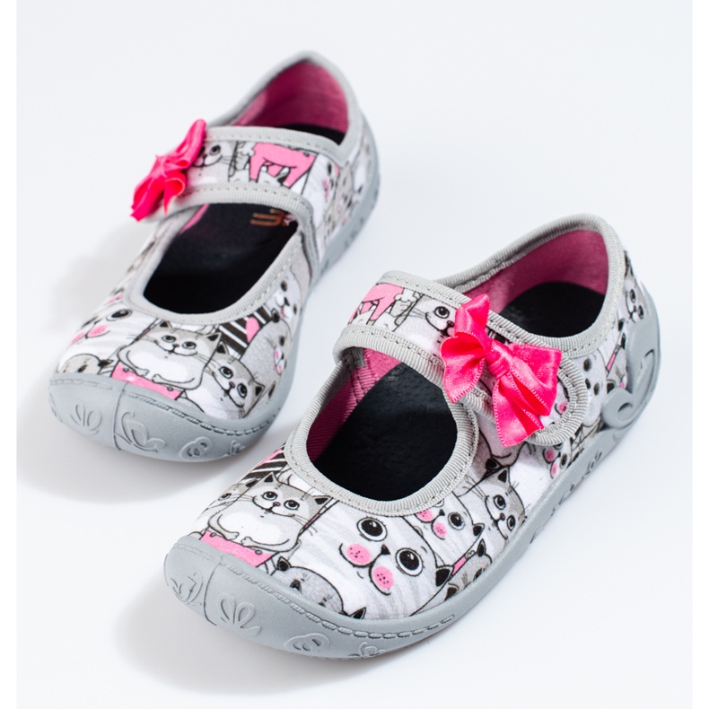 Chaussons gris pour fille avec nœud Shelovet 1