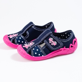 Chaussons bleu marine et roses pour filles de Shelovet 1