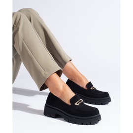 Mocassins femme Shelovet en daim noir le noir 2