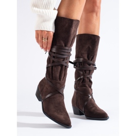 Bottines femme en daim marron Shelovet brun 1