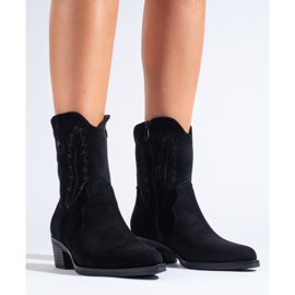 Bottines cowboy en daim noir Shelovet le noir 2