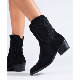 Bottines cowboy en daim noir Shelovet le noir 3