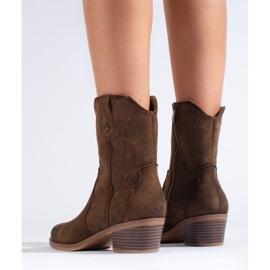 Bottines cowboy en daim noir Shelovet brun 3