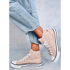 Baskets en toile Jude Kaki à la cheville beige 1