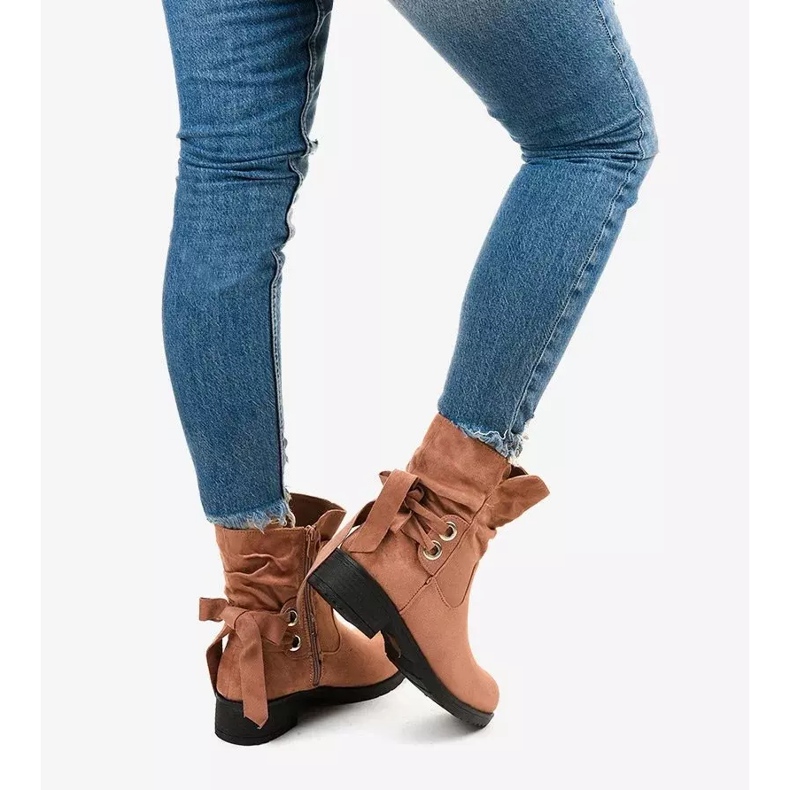 Bottines Afforen en daim rose 2