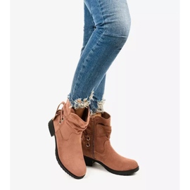 Bottines Afforen en daim rose 3