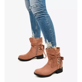 Bottines Afforen en daim rose 4