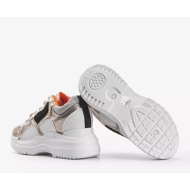 Baskets compensées blanches et dorées Alexandra d'or 3