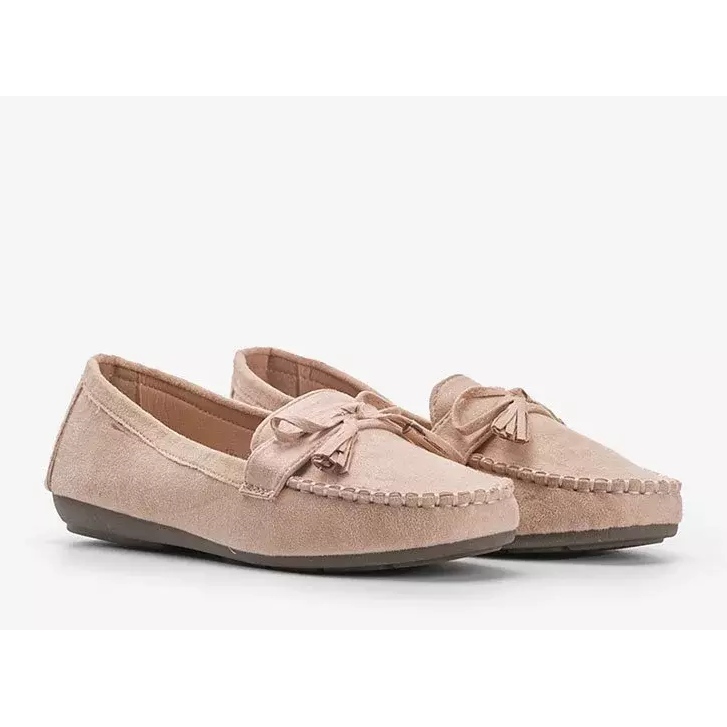 Mocassins femme beige à nœud Kassandra 2