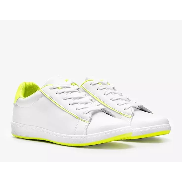 Baskets femme Carol jaune fluo blanches 2