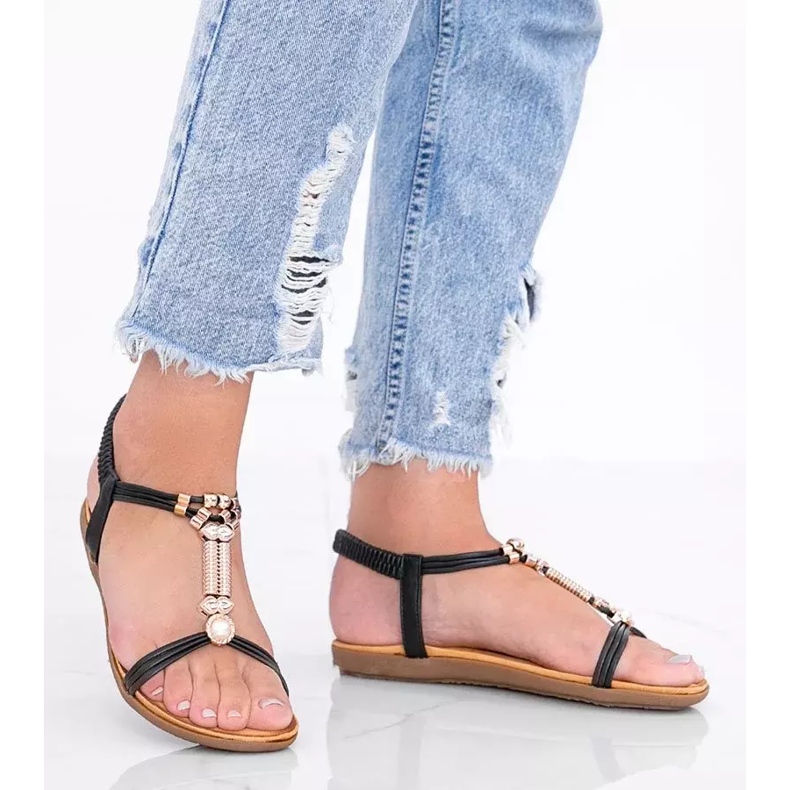 Sandales noires femme Liva 1