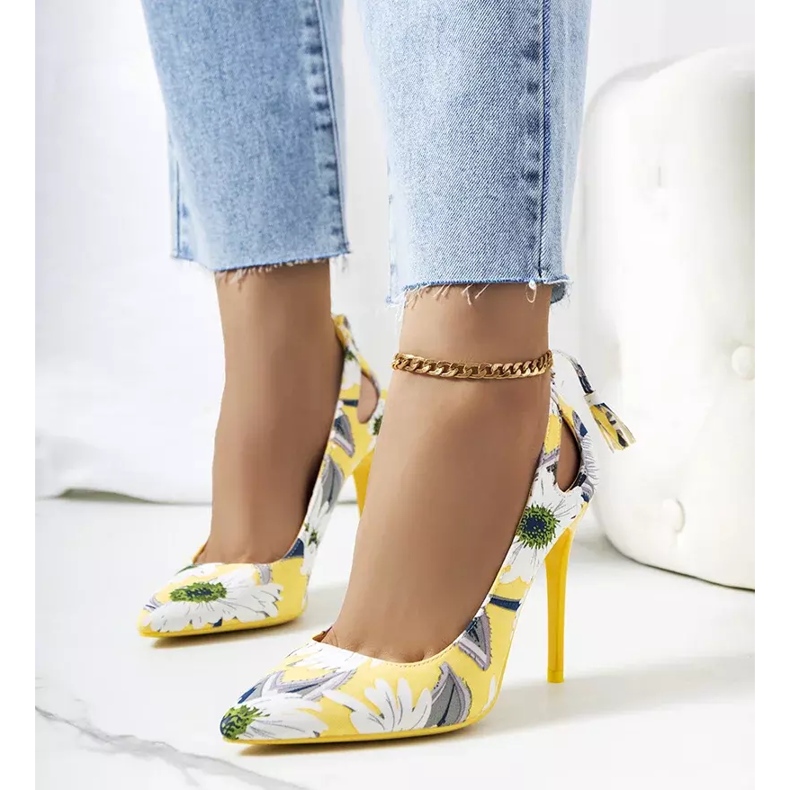 Escarpins jaunes à motif fleuri Jalisa multicolore 1