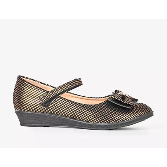 Ballerines enfant dorées à noeud Tienne le noir 1