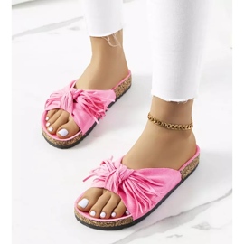 Chaussons rose fluo à franges Laderies 2