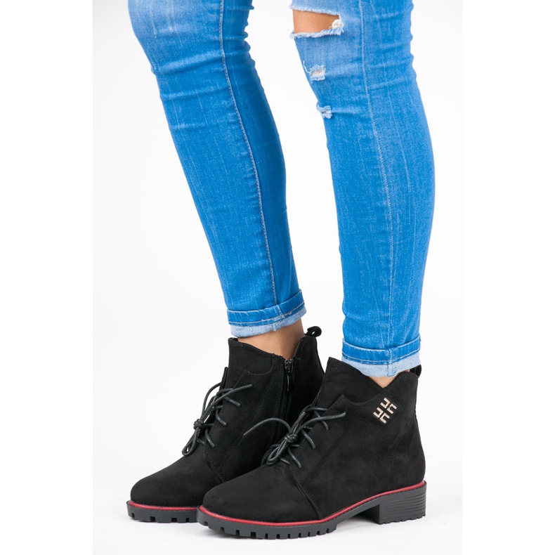 Balada Bottines en daim à nouer noir 1