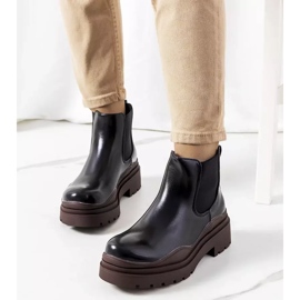 Bottines noires sur plateforme marron Gaffney le noir 1