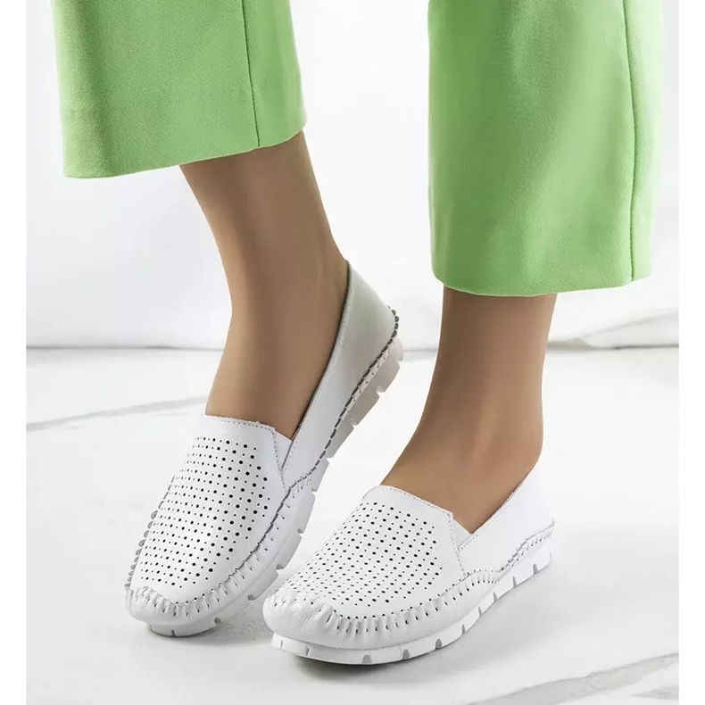 Mocassins en cuir blanc Juiz 1