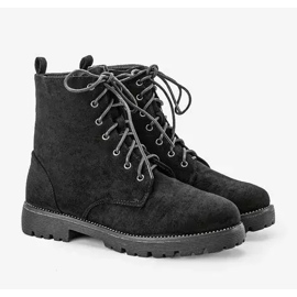 Bottes de randonnée nouées noires avec zircone cubique résistante le noir 2