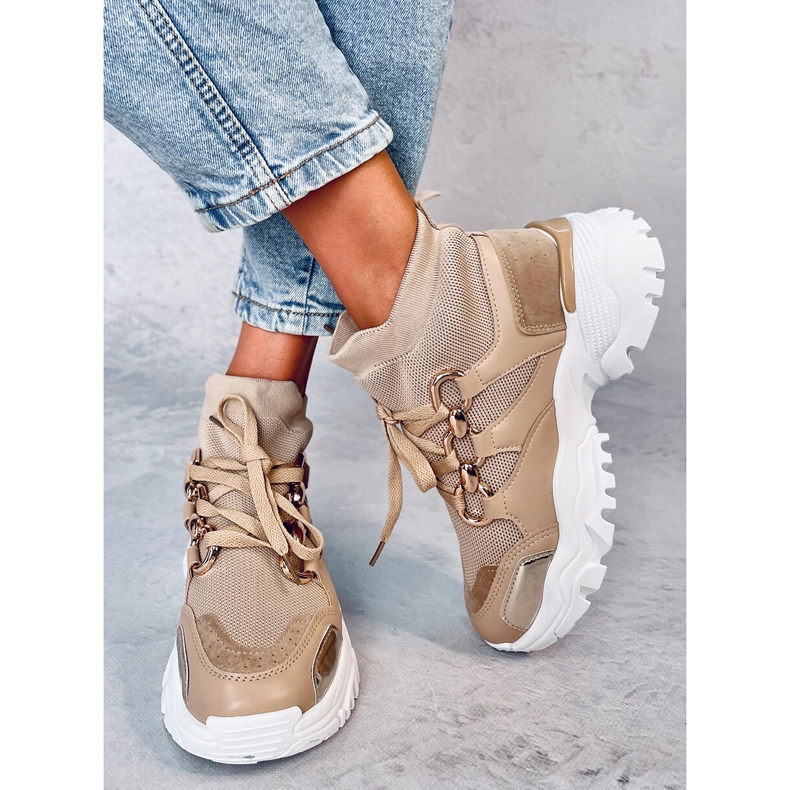 Petra Baskets chaussettes kaki beige 2 Petra Baskets chaussettes kaki beige 2