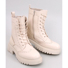 Aubert Bottines à lacets beiges 1