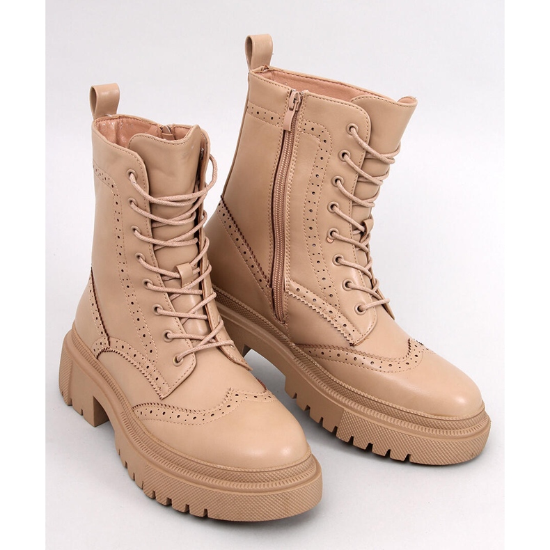 Aubert Bottines à lacets kaki beige 1