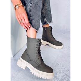Aubert Bottines à lacets vertes 2