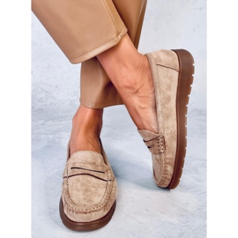 Mocassins en daim avec semelle intérieure en cuir de Marit Khaki beige 2