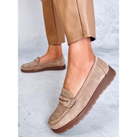 Mocassins en daim avec semelle intérieure en cuir de Marit Khaki beige 4
