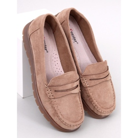 Mocassins en daim avec semelle intérieure en cuir de Marit Khaki beige 1