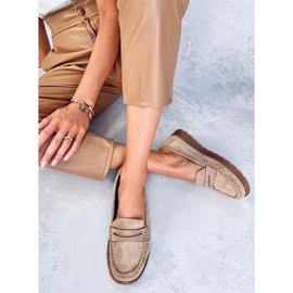 Mocassins en daim avec semelle intérieure en cuir de Marit Khaki beige 5