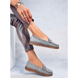 Mocassins en daim avec semelle intérieure en cuir Marit Gris 4