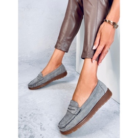 Mocassins en daim avec semelle intérieure en cuir Marit Gris 3