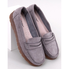 Mocassins en daim avec semelle intérieure en cuir Marit Gris 1