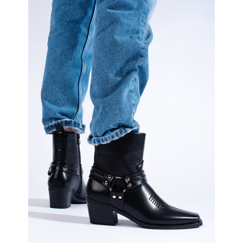Bottes de cowboy noires pour femmes de Shelovet le noir 1