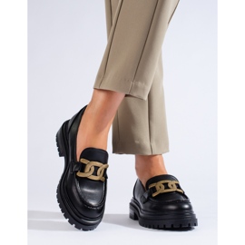Mocassins pour femmes noires sur une épaisse plateforme Shelovet 1