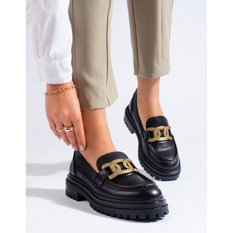 Mocassins pour femmes noires sur une épaisse plateforme Shelovet le noir 2 Mocassins pour femmes noires sur une épaisse plateforme Shelovet le noir 2