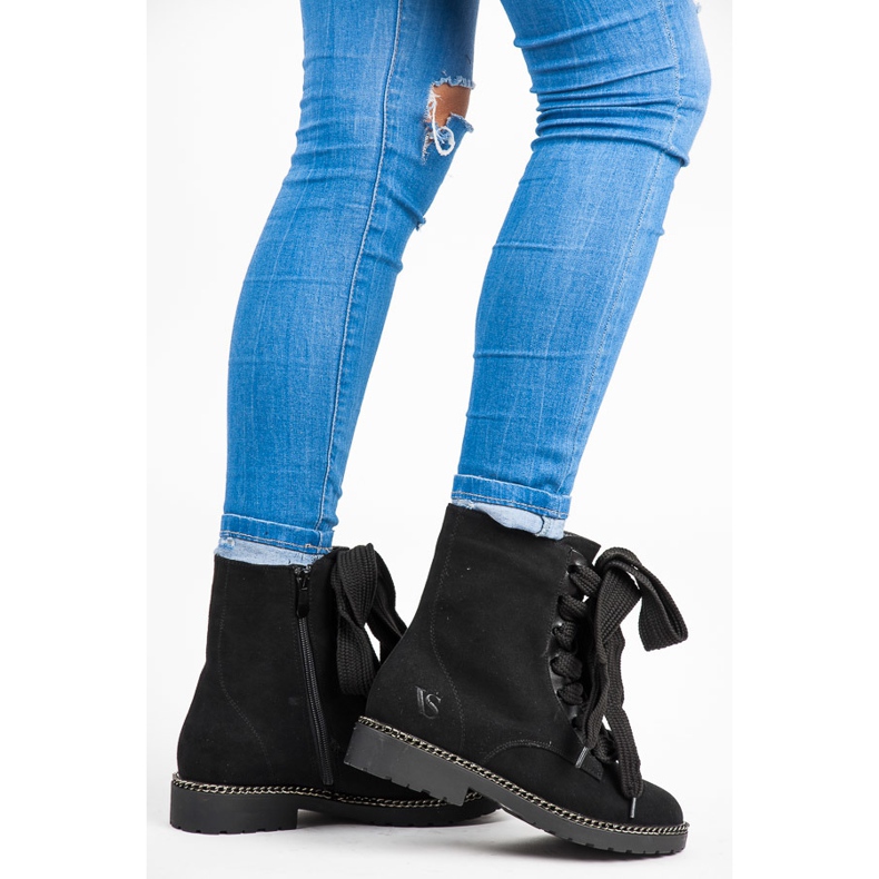 Vices New Collection Bottes à larges lacets noir 1