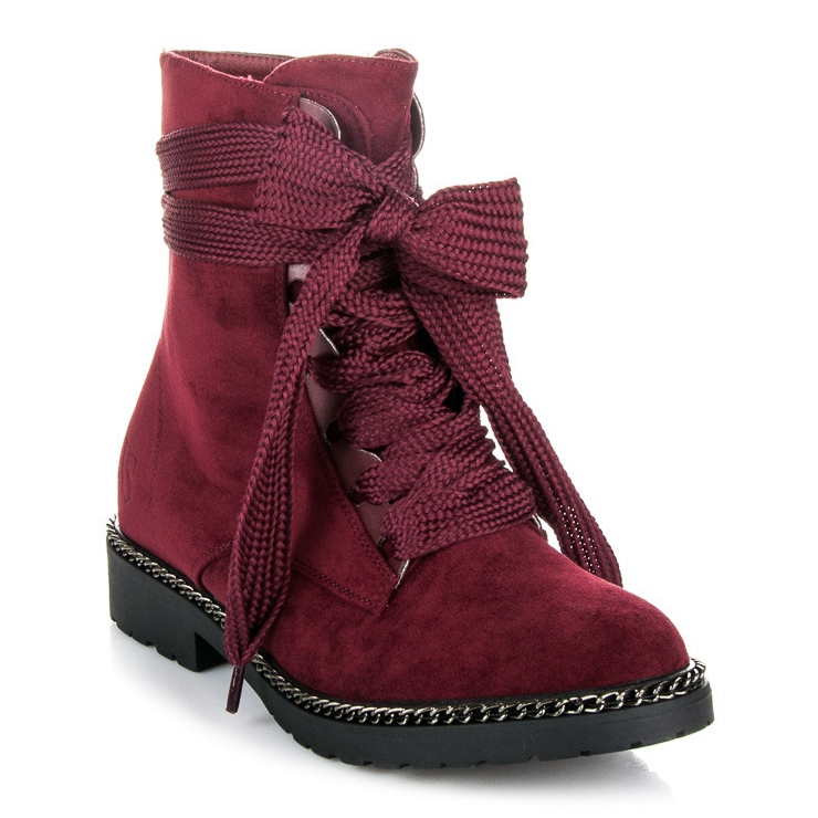 Vices New Collection Boots à larges lacets bordeaux rouge 1
