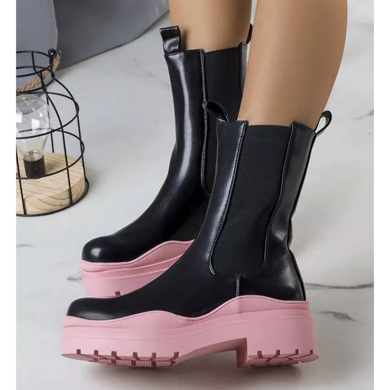 BM Bottines noires sur semelle Jadiel rose 2