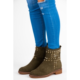 Vices New Collection Bottines motardes en daim vert 5
