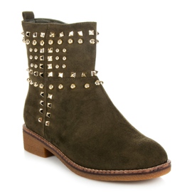 Vices New Collection Bottines motardes en daim vert 2