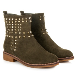 Vices New Collection Bottines motardes en daim vert 4