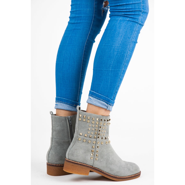 Vices New Collection Bottines motardes en daim gris 1