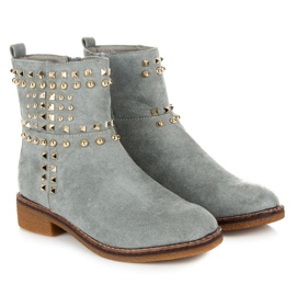 Vices New Collection Bottines motardes en daim gris 4