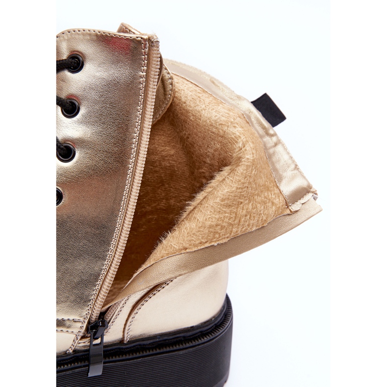 FB2 Bottes De Travail En Cuir Métallisé Doré Teflorna 2