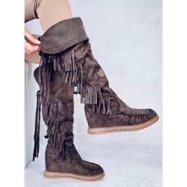 Bottines à talon compensé Russo D.KHAKI avec franges brun 5