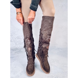Bottines à talon compensé Russo D.KHAKI avec franges brun 3
